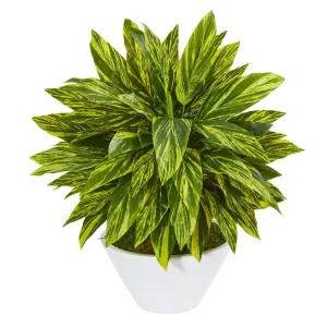 21" Tradescantia Artificial Plant in White Vase (Real Touch)