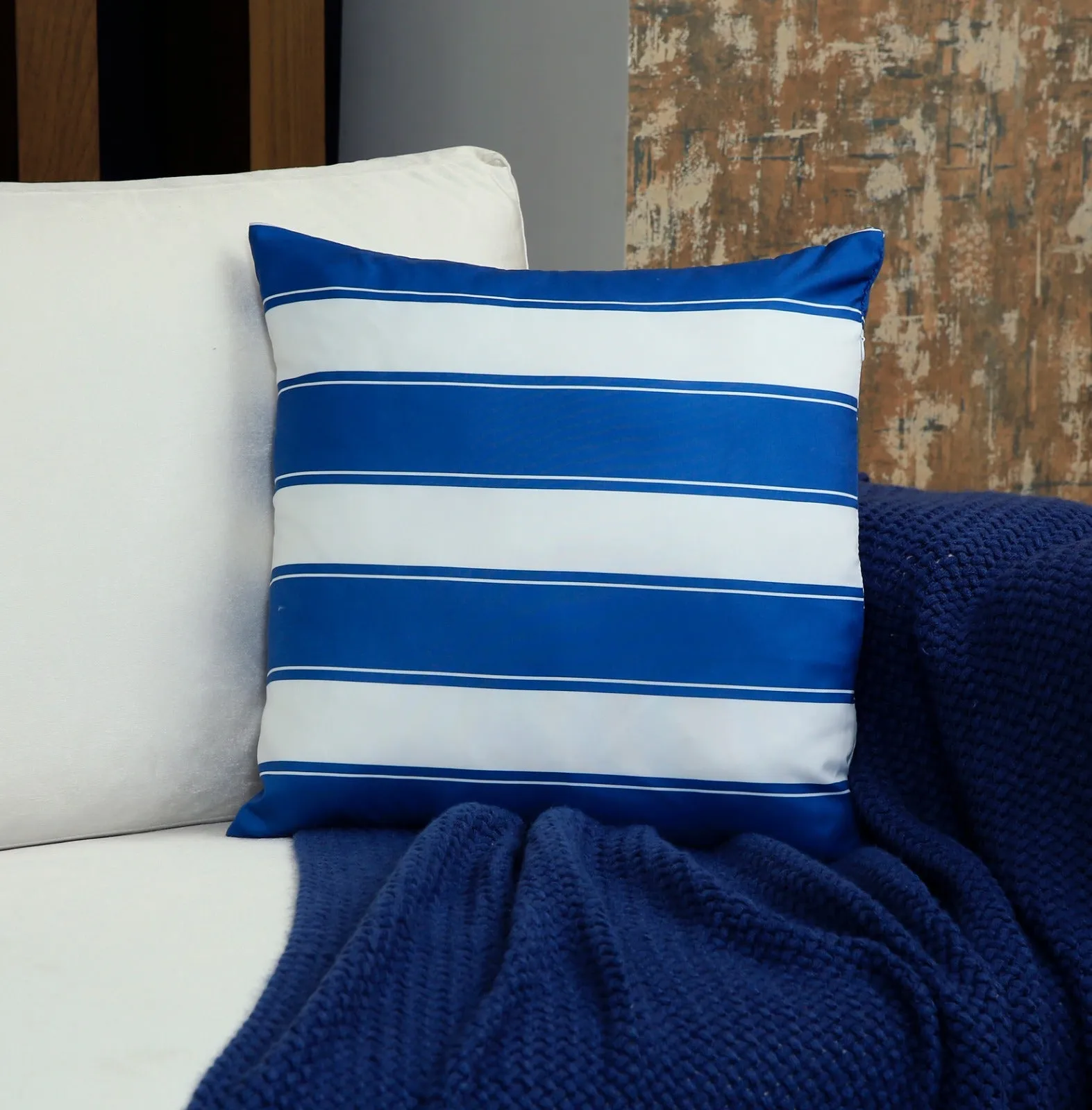 4 PCs Digital Printed Cotton Cushions-Blue Check