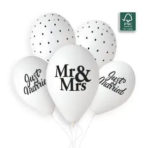 758 759 1051 White Just Married   Mr&Mrs   Chic dots 13In  5pcs SolidColors