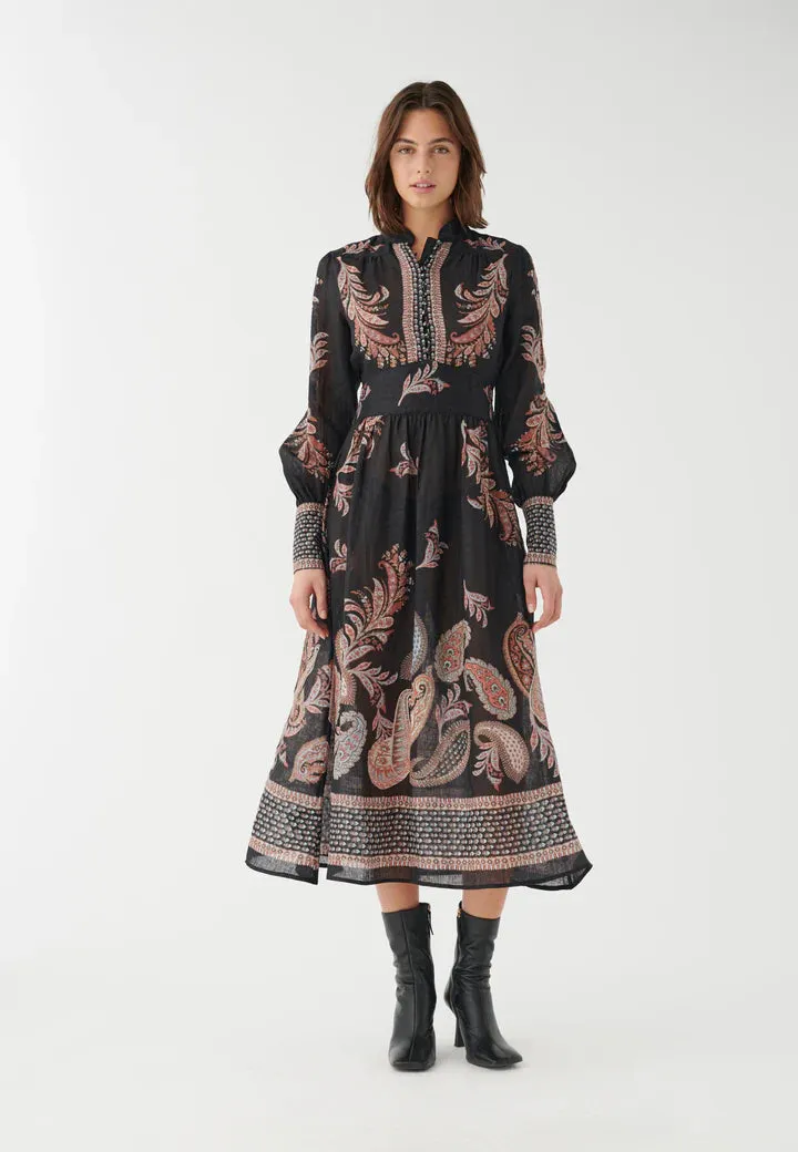 Alondradea Fortunio Linen Print Dress