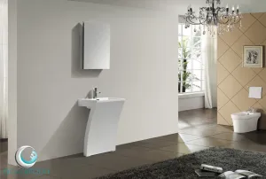 Aquamoon Radious White Pedestal Bathroom Sink