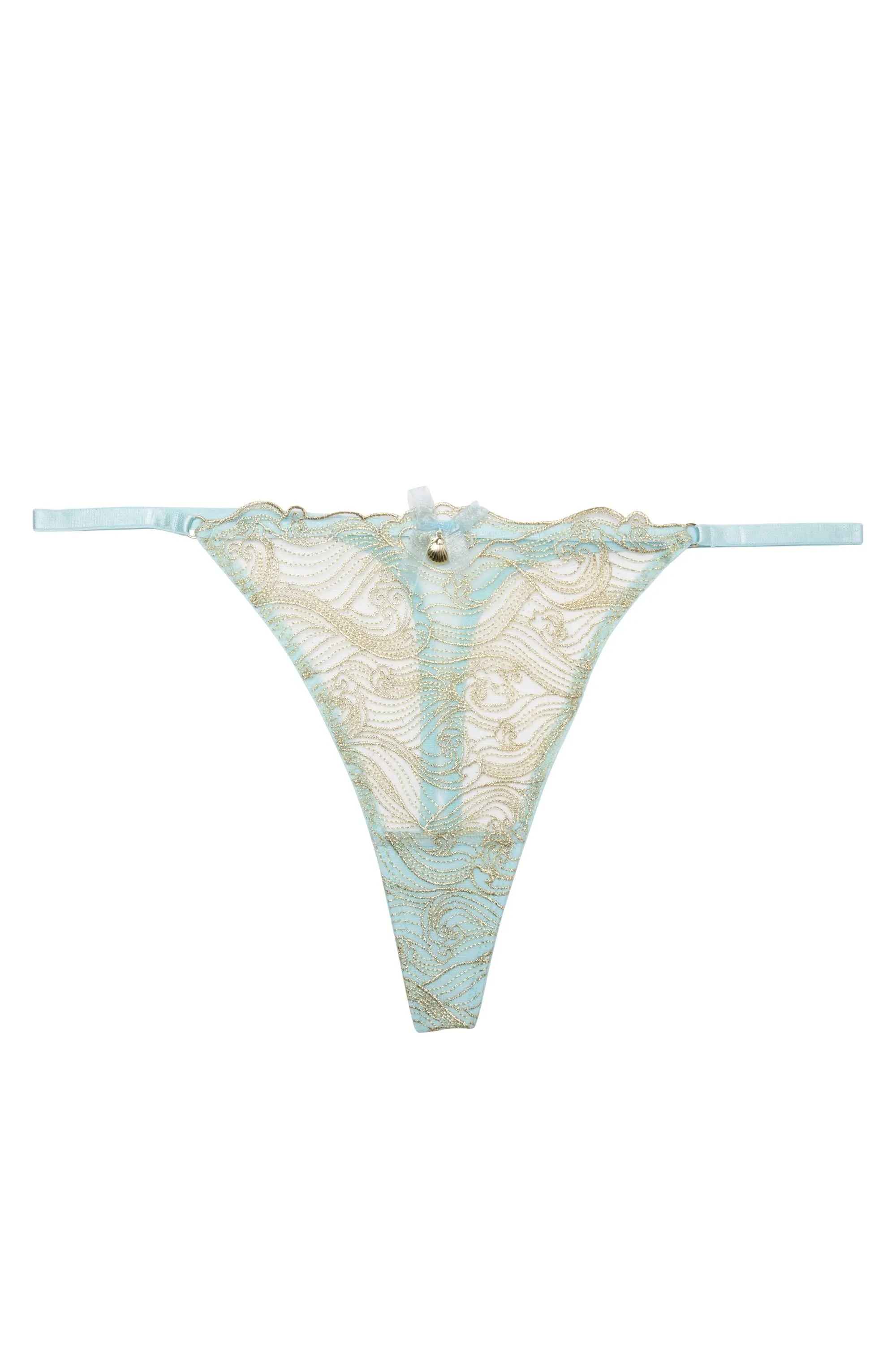 Ayaka Blue Wave Embroidery Tanga Thong