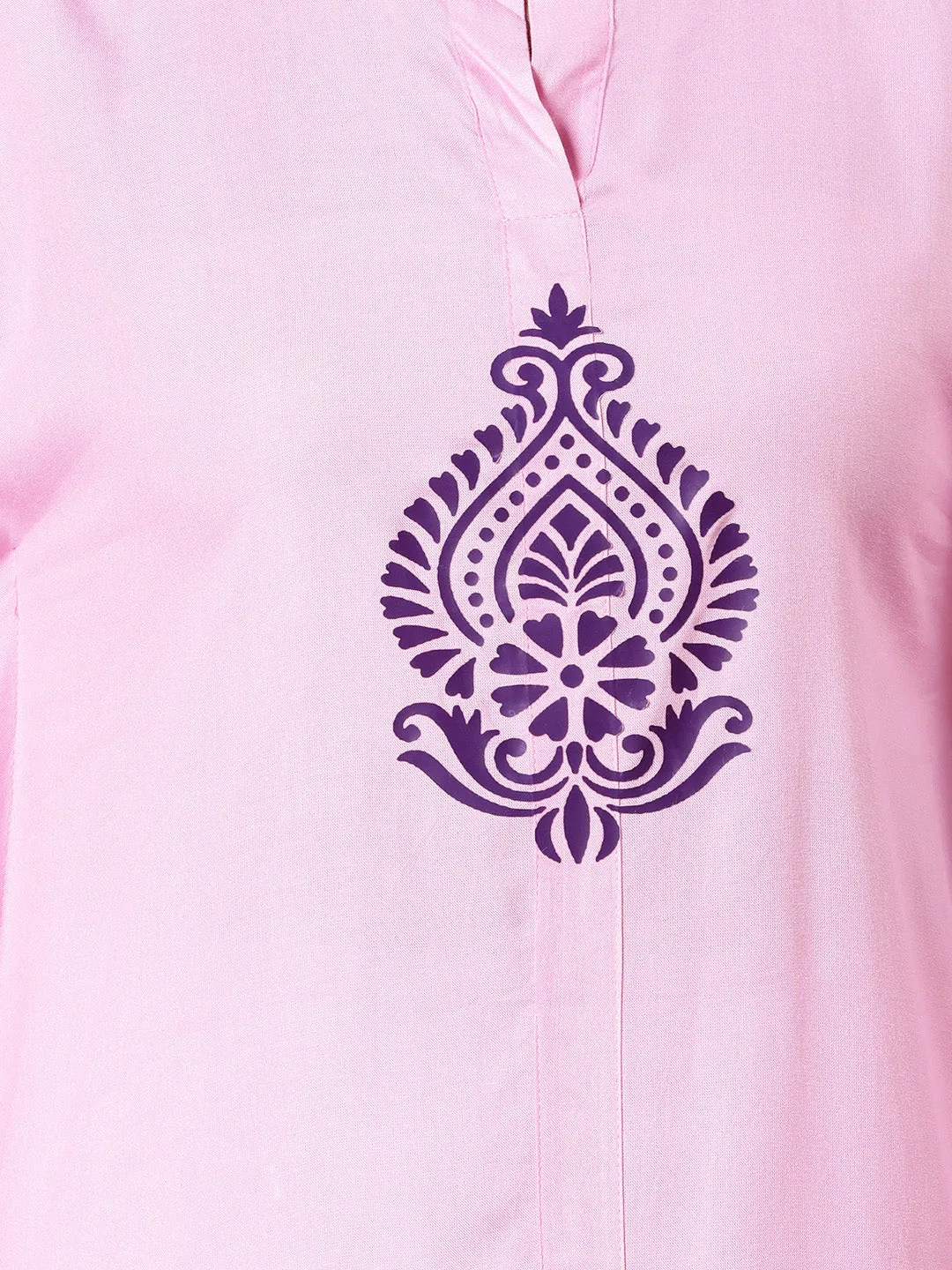 BabyPink Rayon MandarinKurti - MandalaDream