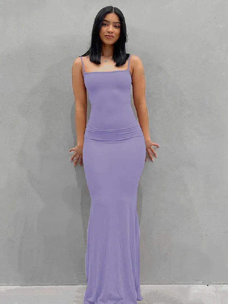 Backless Maxi Dress with Strap - Sexy and Casual