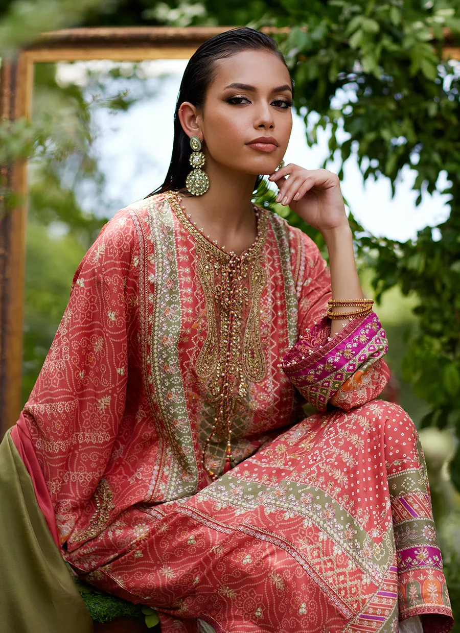 Bazif Burnt Orange Shirt And Dupatta