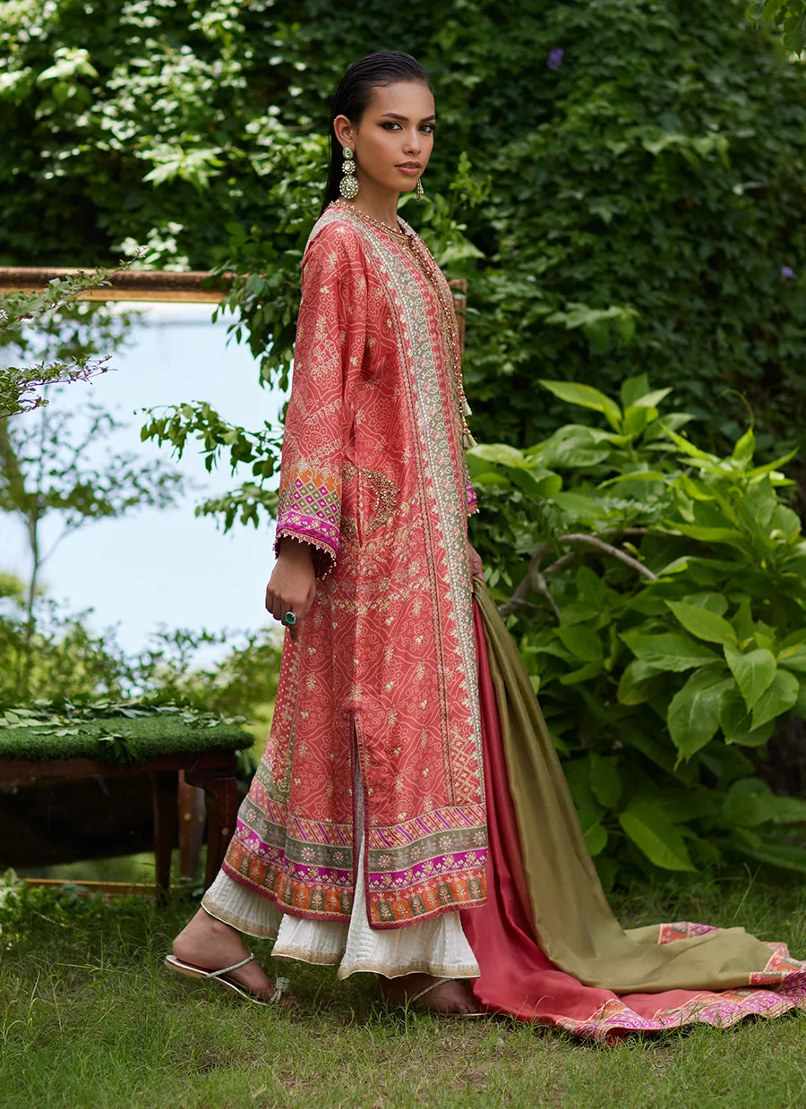 Bazif Burnt Orange Shirt And Dupatta