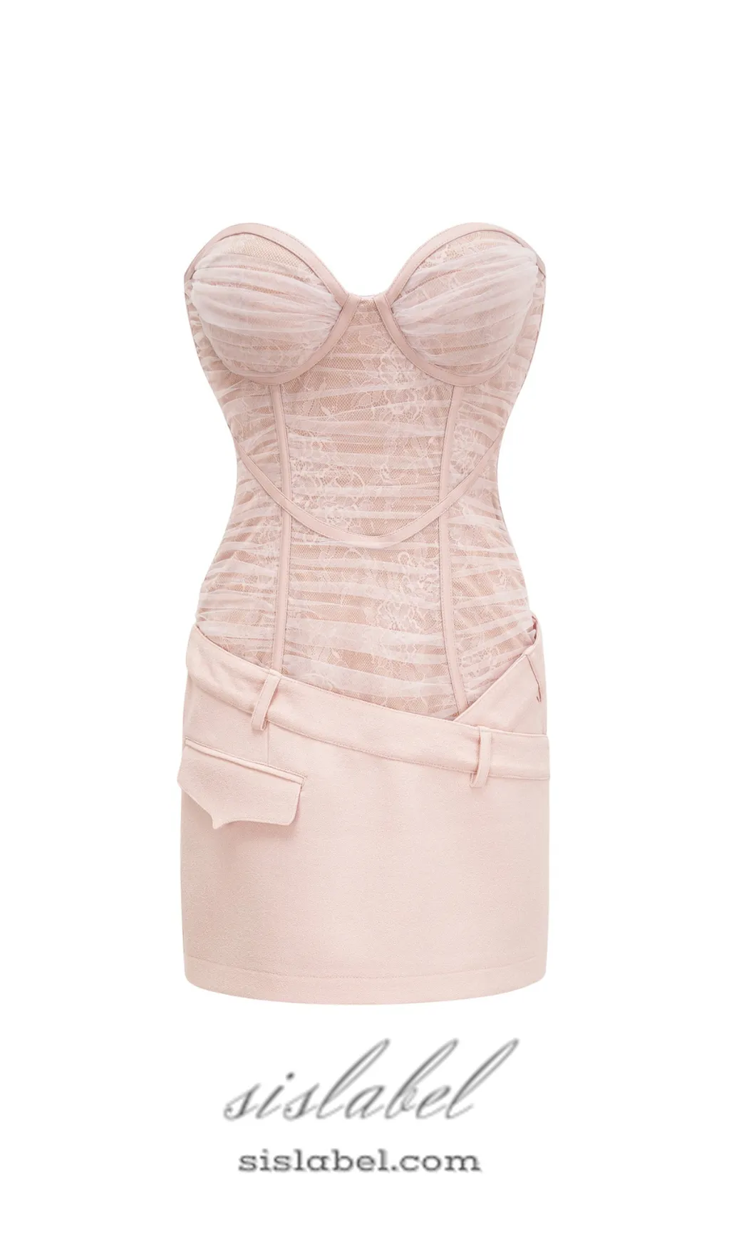 BELT LOOPS MESH MINI DRESS IN PINK