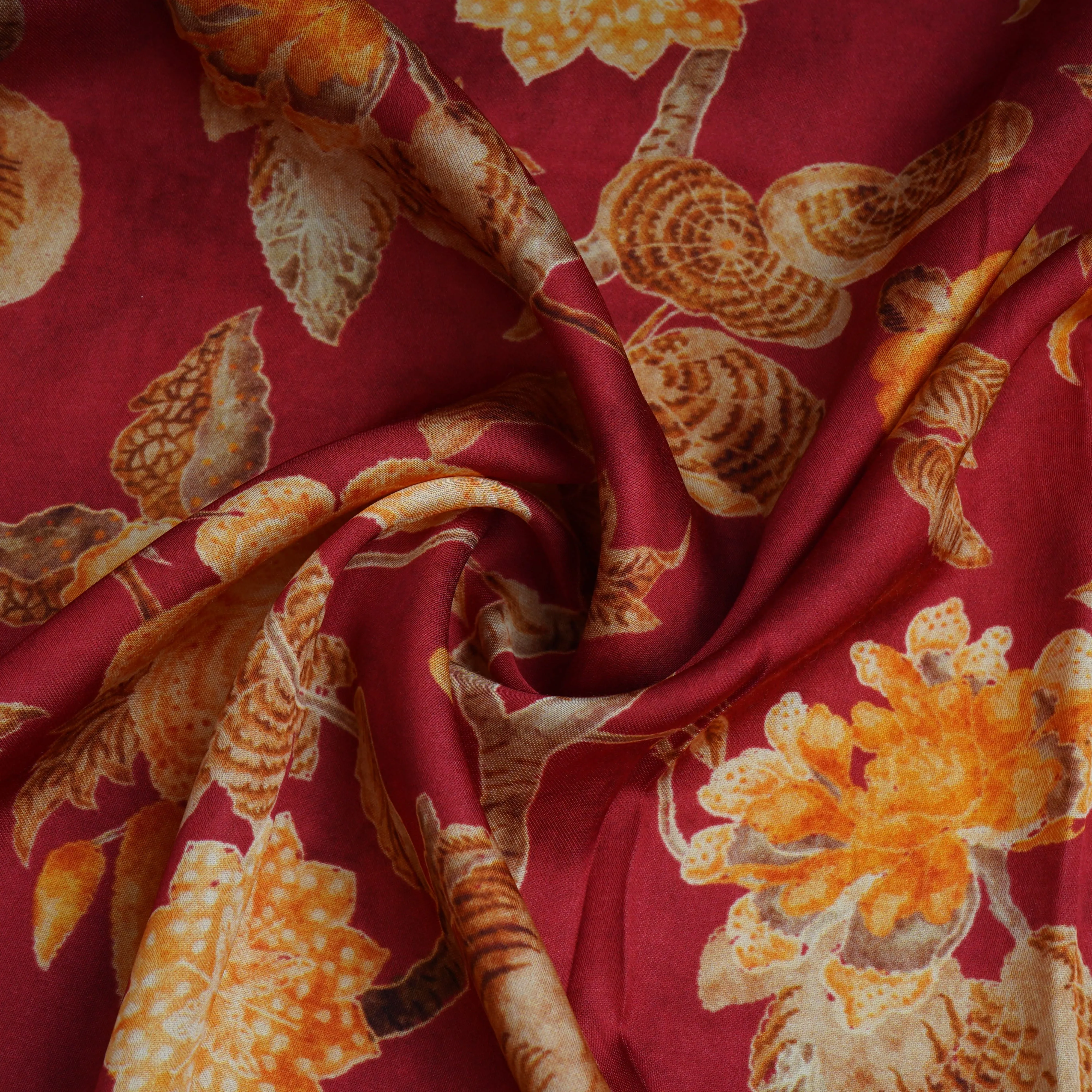 Brown Floral Print Bemberg Gajji Silk 20958