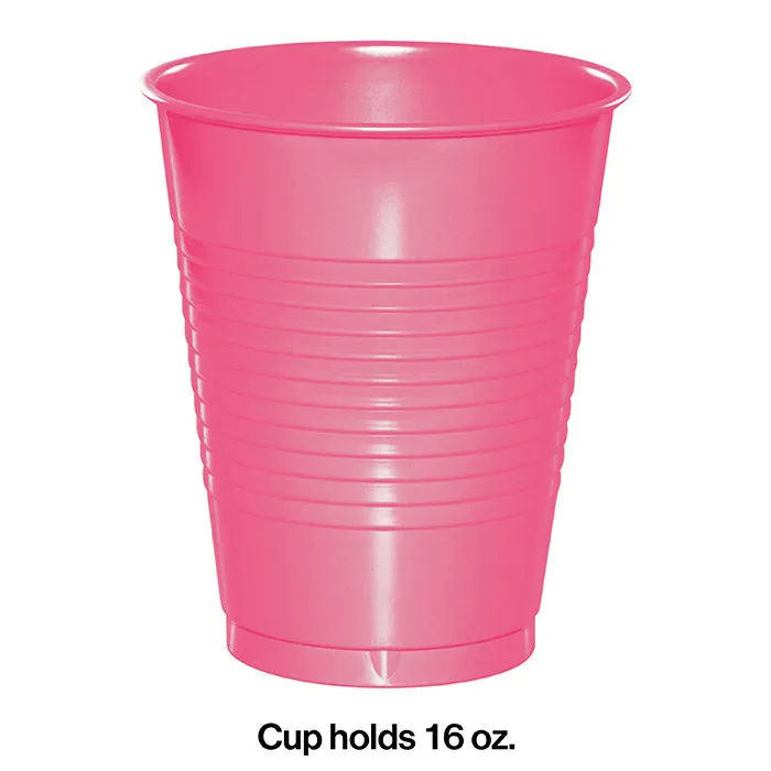 Bulk Candy Pink 16 oz Plastic Cups (240 per Case)