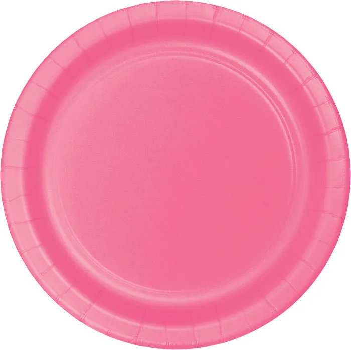 Bulk Candy Pink Sturdy Style Paper Banquet Plates 10.25 inch (240 per Case)