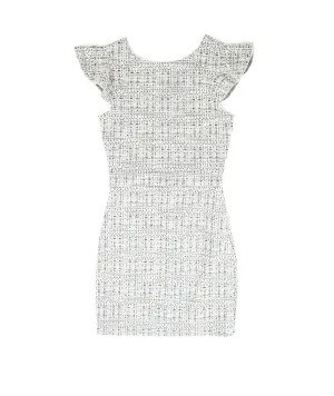 By Debra Girls Black/White New Boucle Flutter Sleeve Sheath Dress