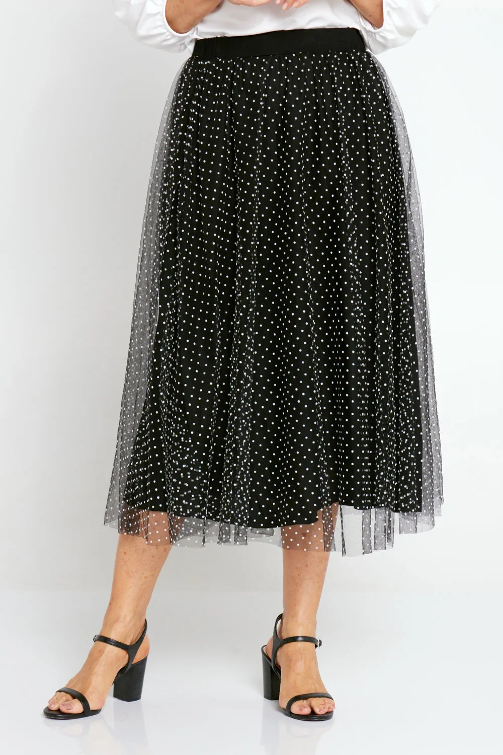 Carrie Tulle Skirt - Black/Micro Spot