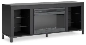 Cayberry - Black - TV Stand With Fireplace