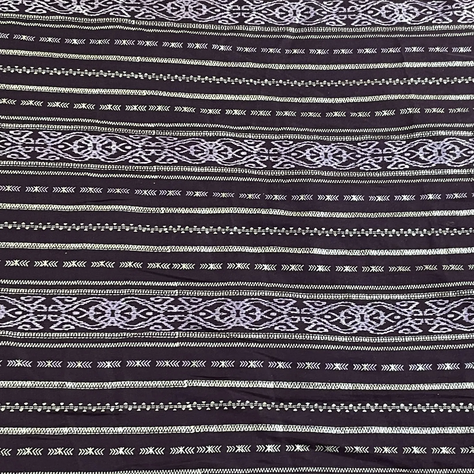 Classic Purple Gold Stripes Foil Print Silk Fabric