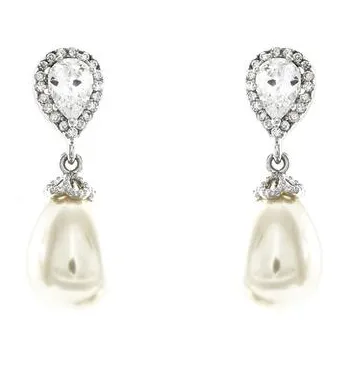 Claudia Pearl Dangle Bridal Earrings