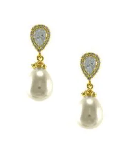 Claudia Pearl Dangle Bridal Earrings