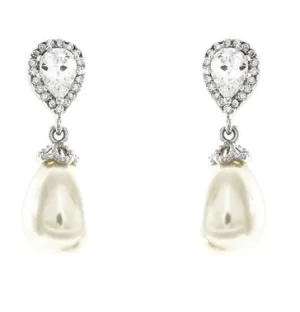 Claudia Pearl Dangle Bridal Earrings