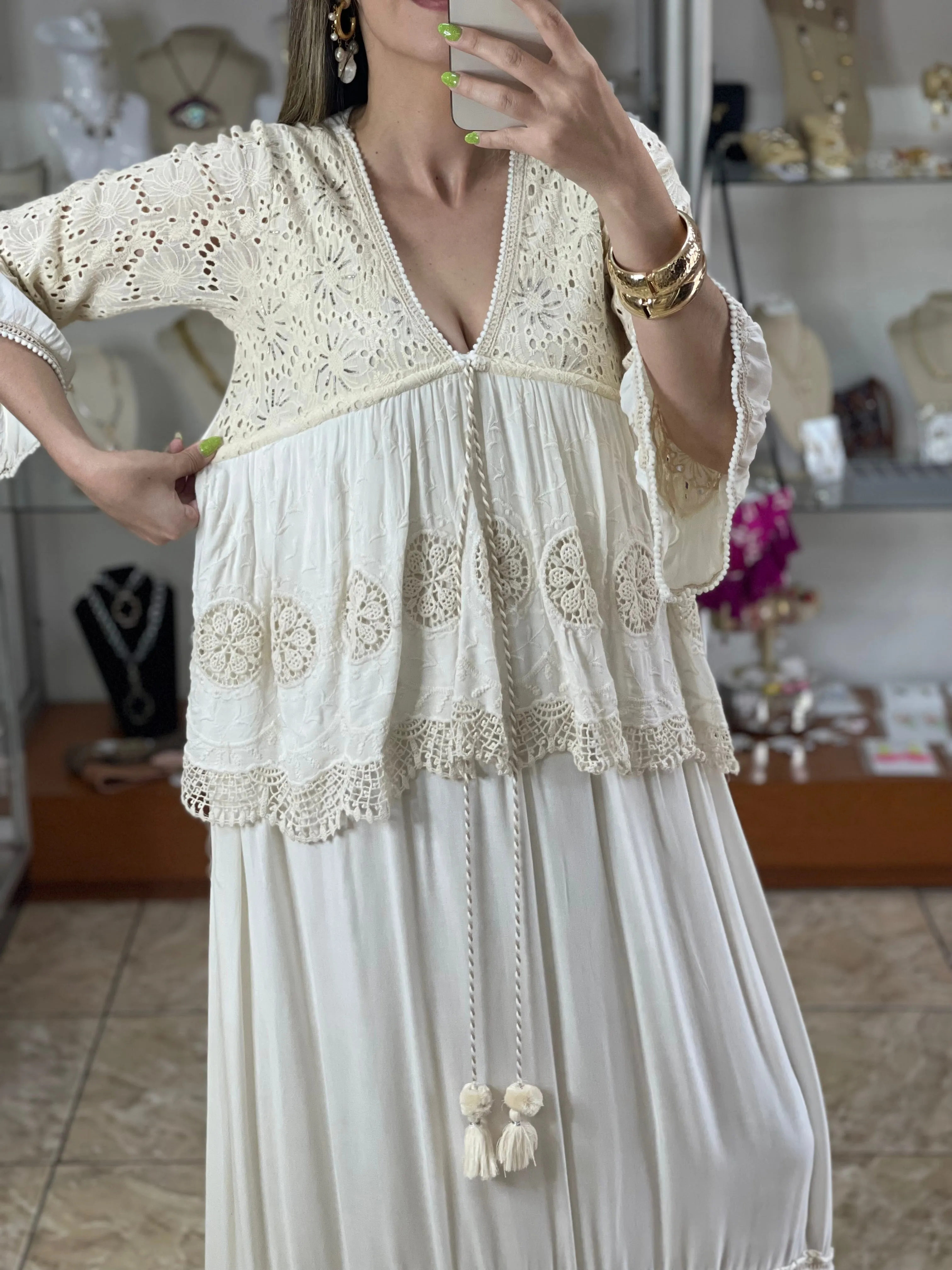 Cream Bohemian Beauty Dress