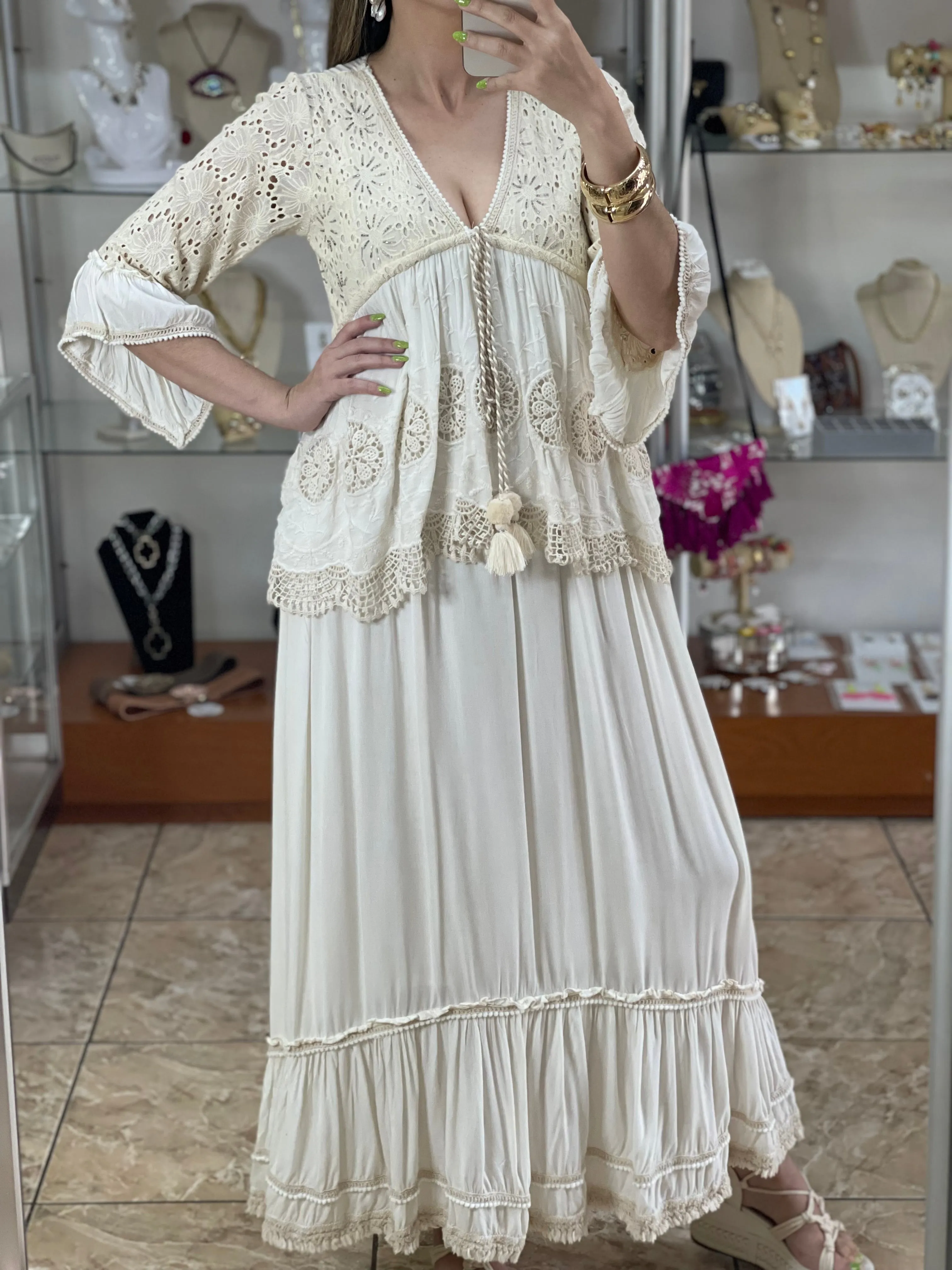 Cream Bohemian Beauty Dress