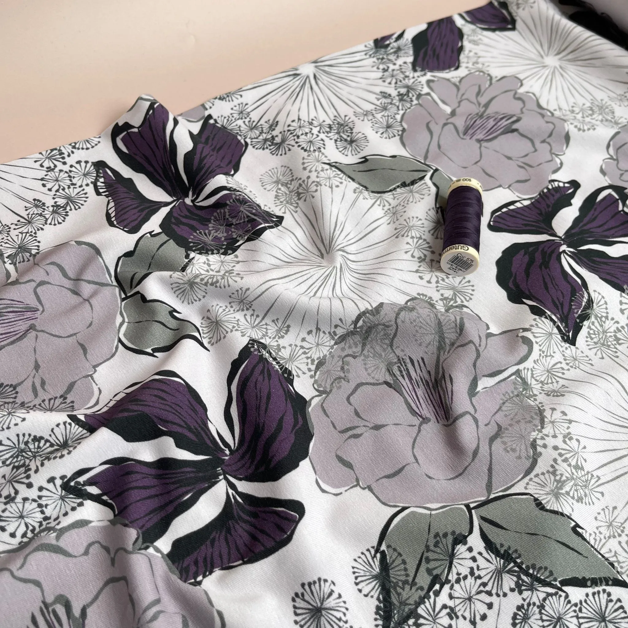 Danish Design - Bold Mauve Blooms Cotton Jersey