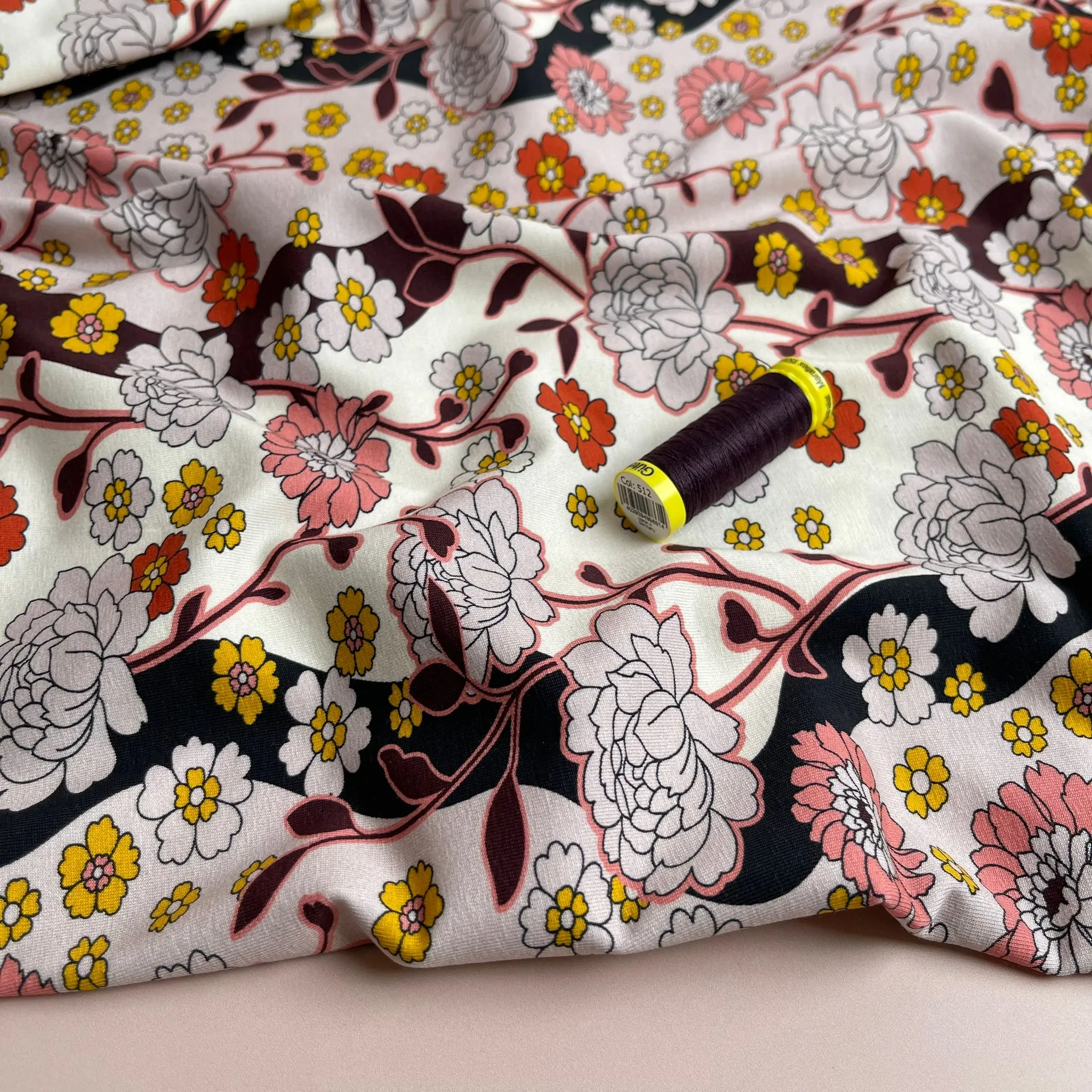 Danish Design - Sweet Pink Blossoms Cotton Jersey Fabric