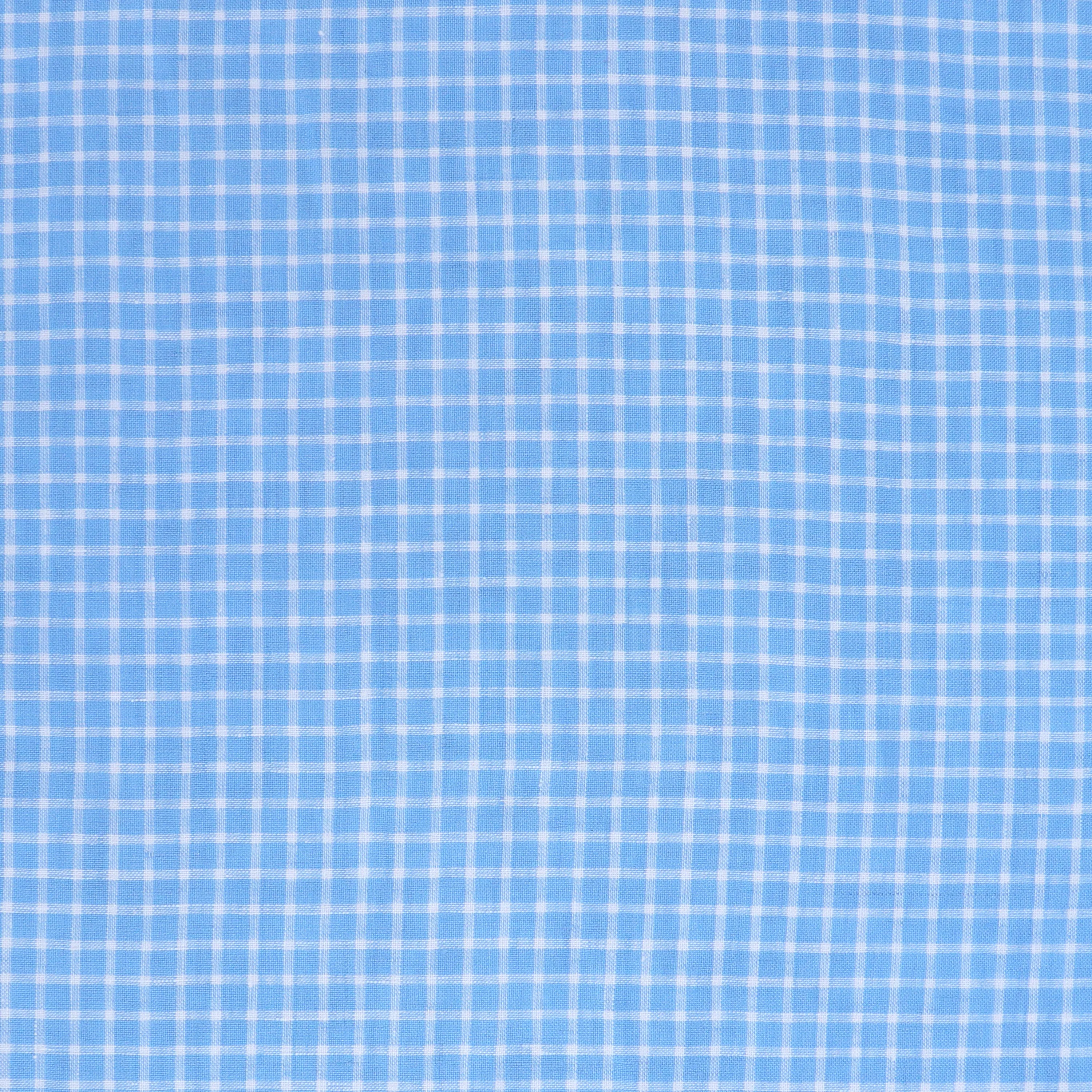 Deadstock Linen - Yarn Dyed Light Blue   White Check