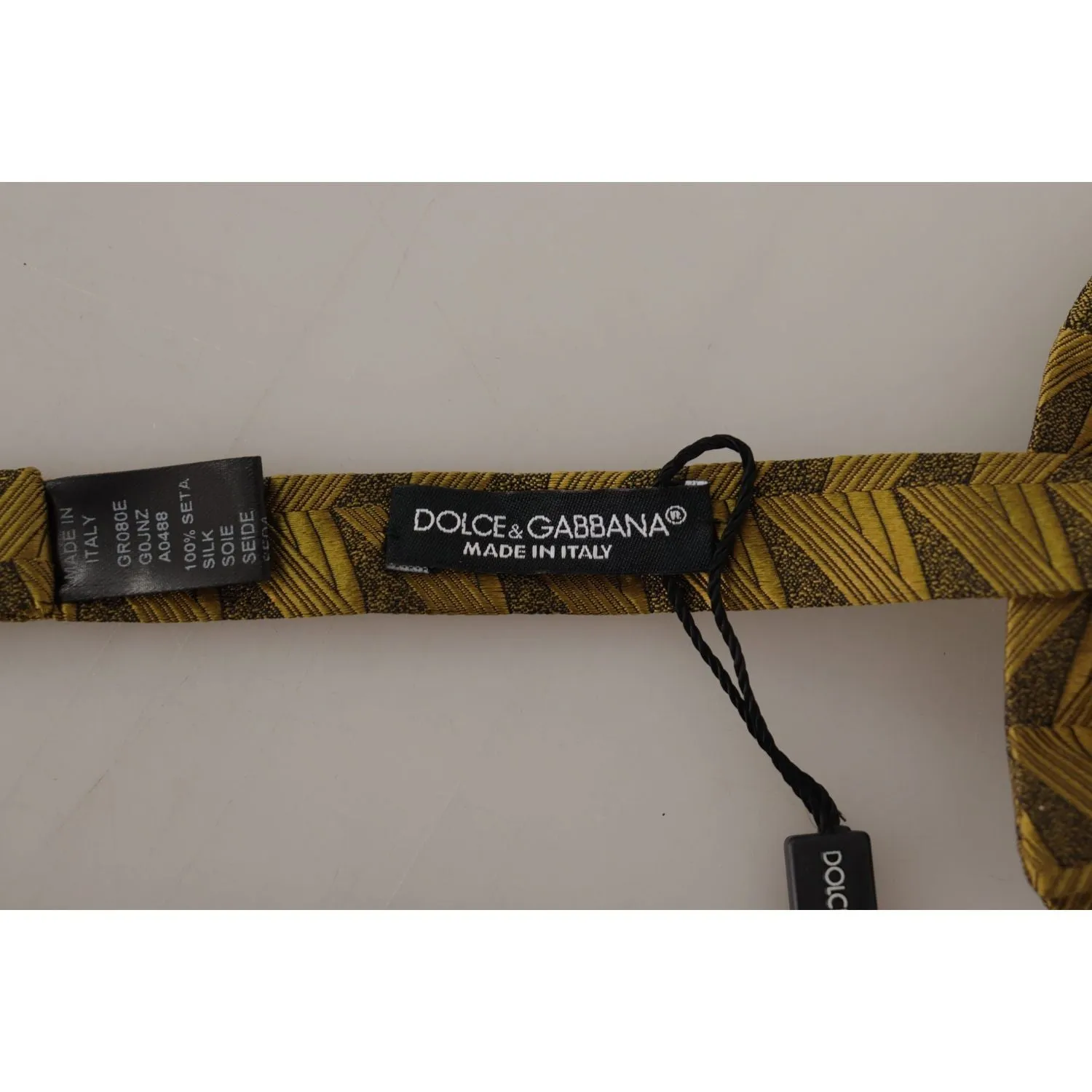 Dolce & Gabbana Elegant Gold Silk Bow Tie