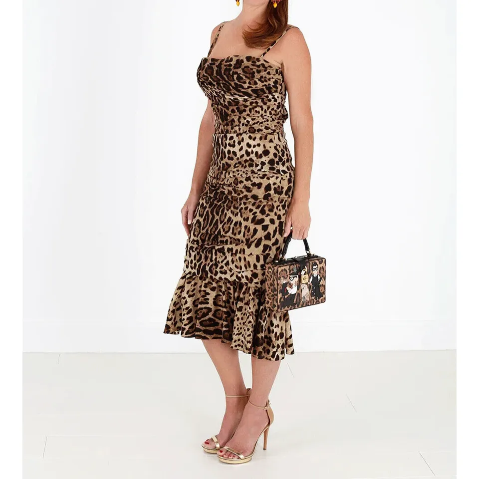 Dolce & Gabbana Elegant Leopard Print Cady Dress