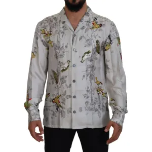 Dolce & Gabbana Elegant Silk Bird Print Casual Shirt