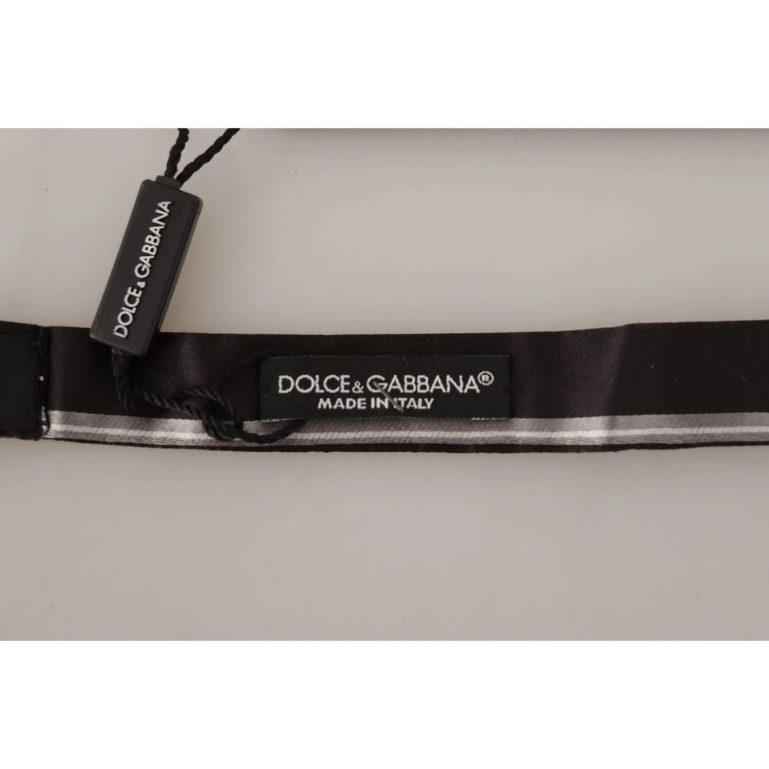 Dolce & Gabbana Elegant Silk Bow Tie in Black and Grey