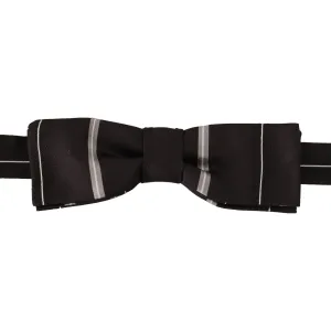 Dolce & Gabbana Elegant Silk Bow Tie in Black and Grey