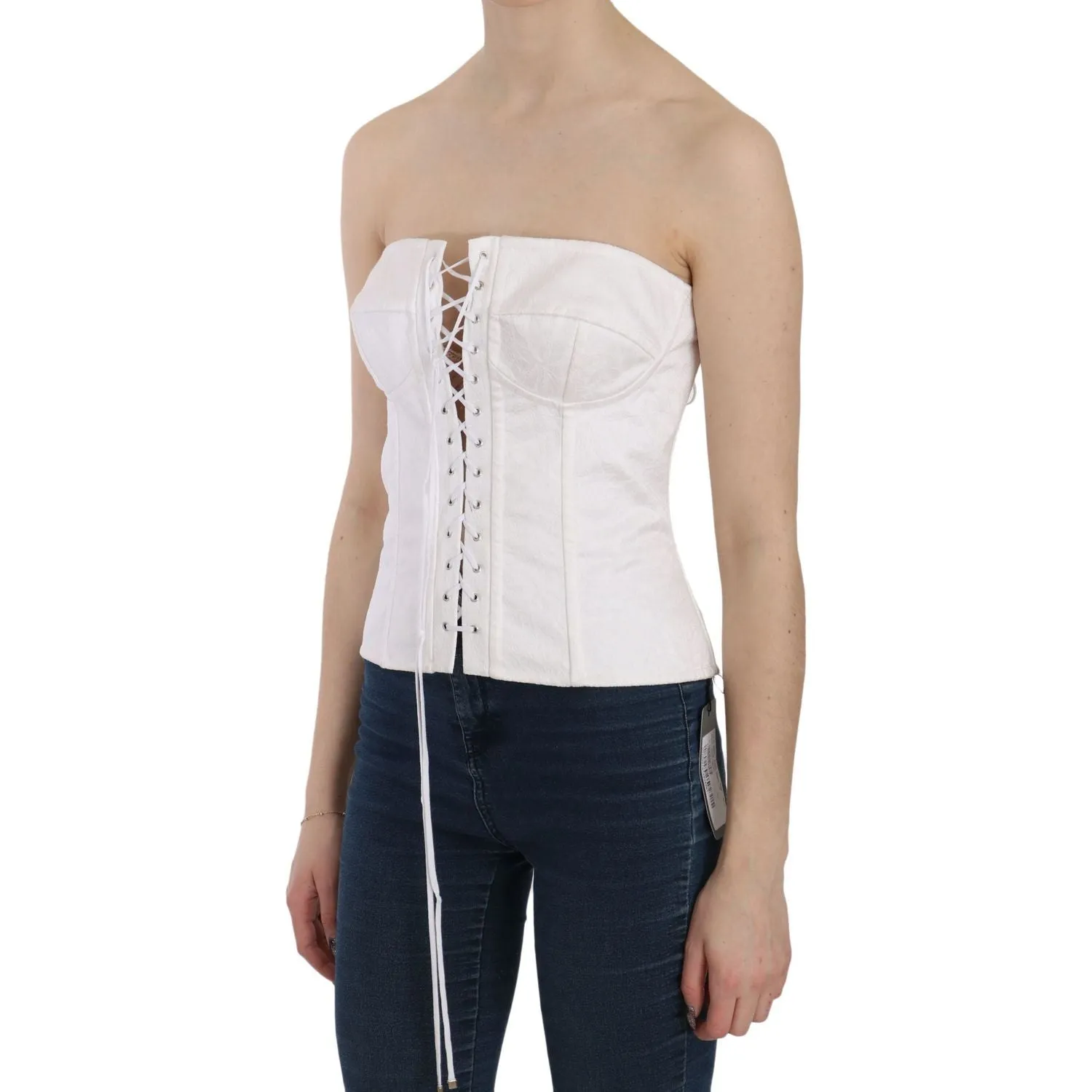 Dolce & Gabbana Elegant White Strapless Corset Top