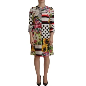 Dolce & Gabbana Multicolor Patchwork Charmeuse Sheath Dress