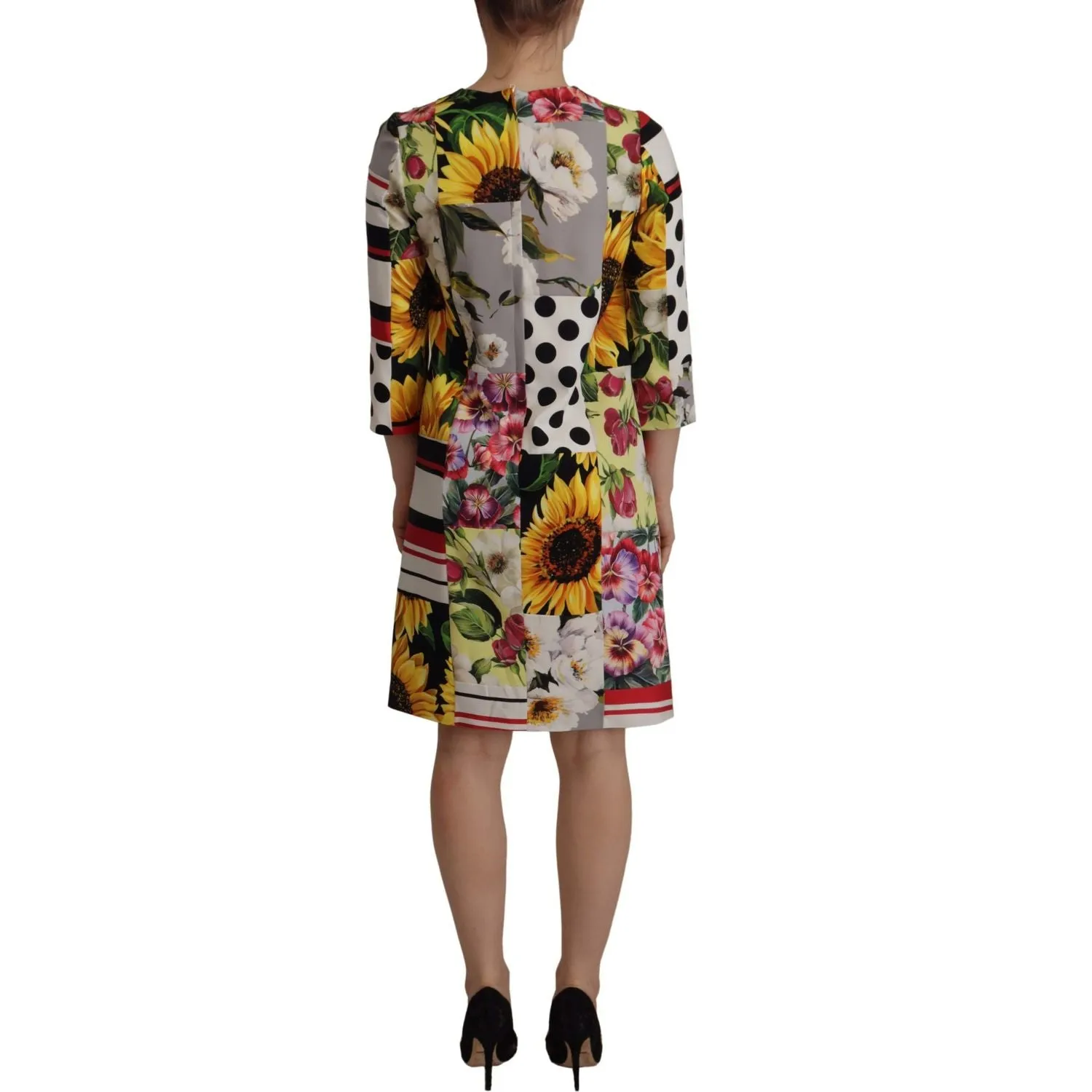 Dolce & Gabbana Multicolor Patchwork Charmeuse Sheath Dress