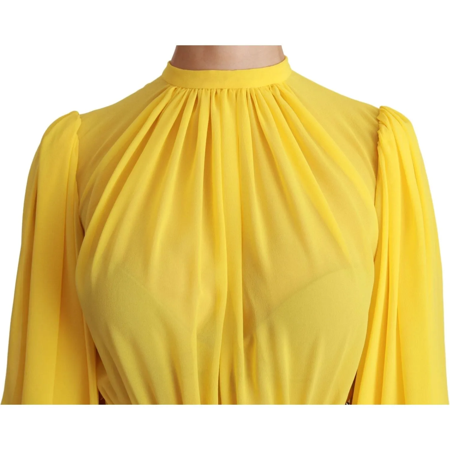 Dolce & Gabbana Silk Pleated A-line Mini Dress in Sunshine Yellow