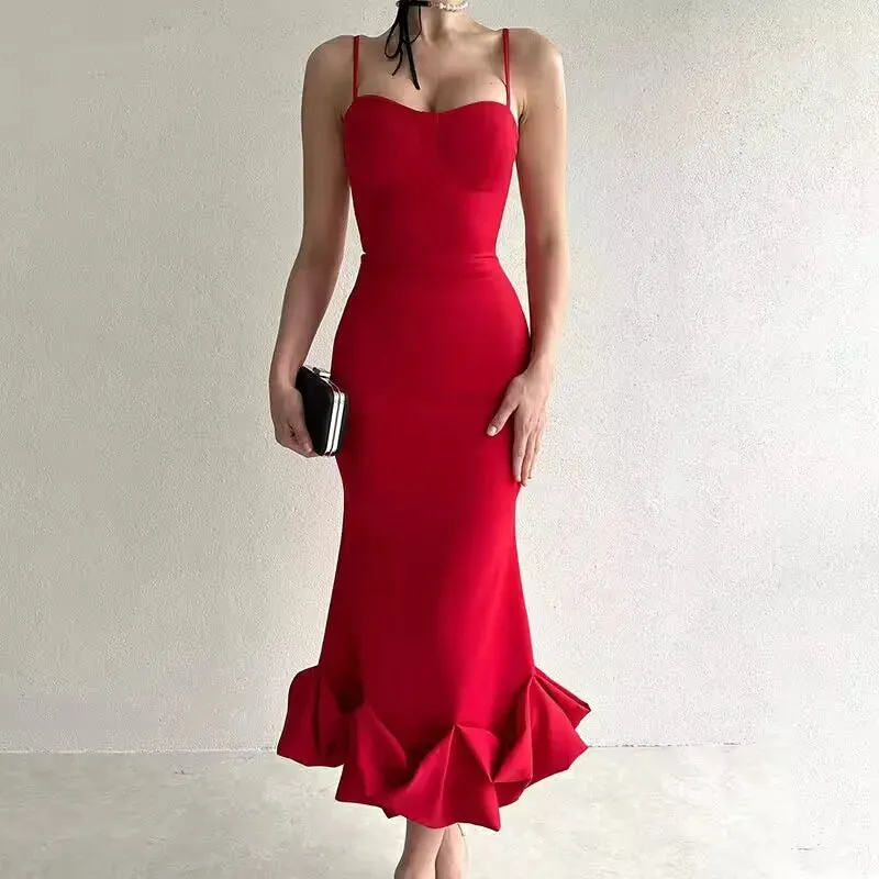 DressBetty - 2024 Summer Sexy Sleeveless Backless Elegant Midi Dress