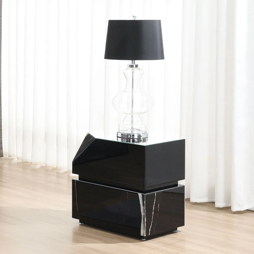 Drisana - End Table - Black Mirrored Finish