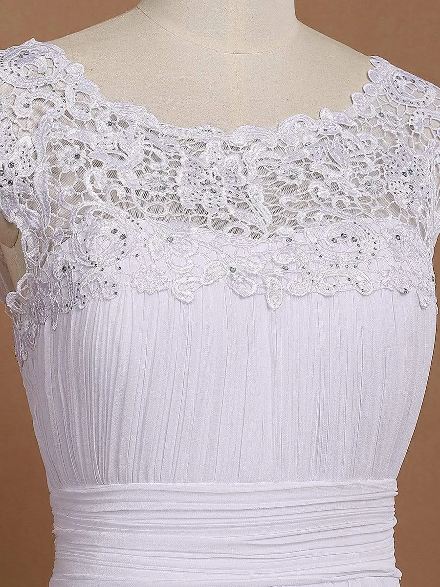 Elegant Maxi Long Lace Cap Sleeve Wedding Dress