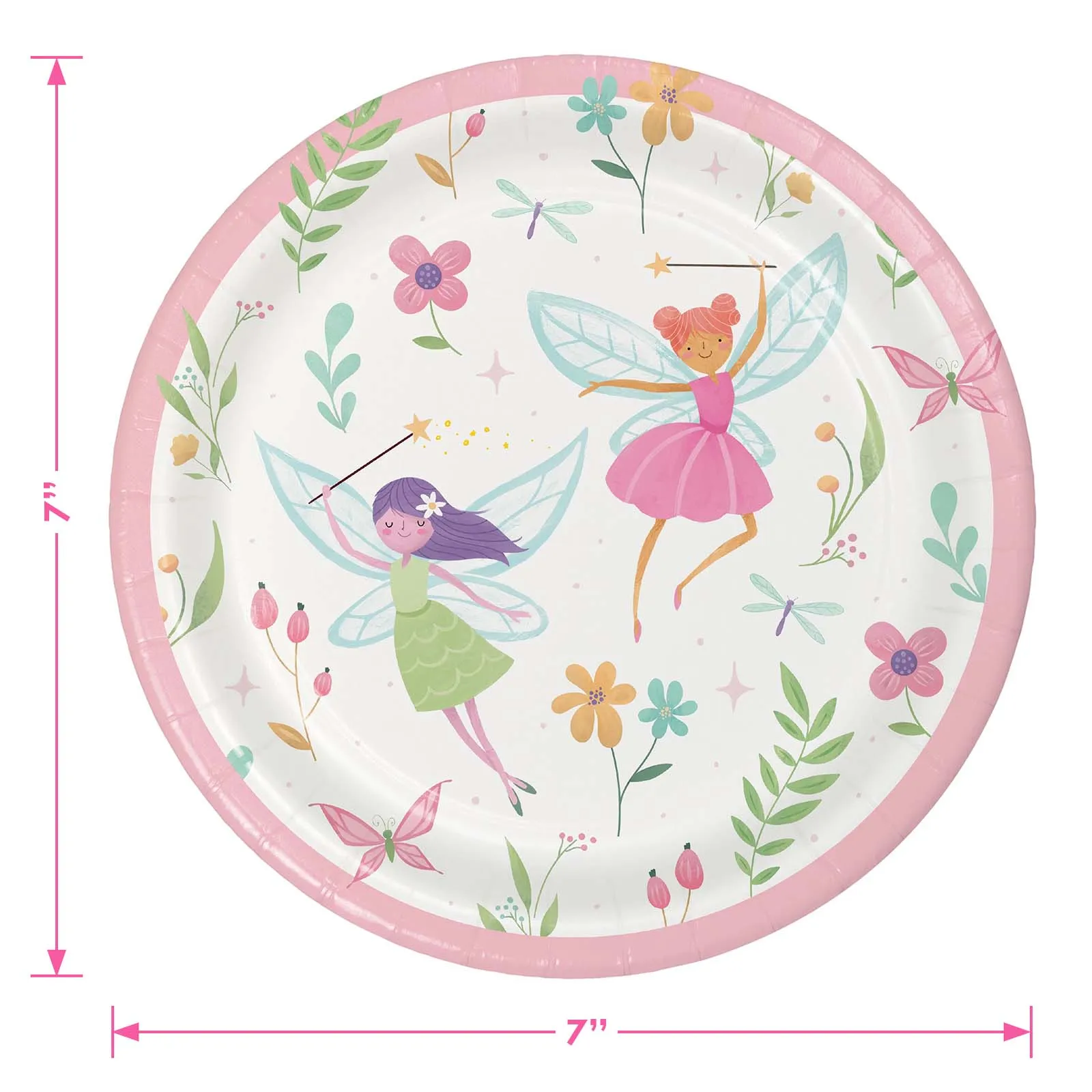 Fairy Party Supplies - Fairy Forest Paper Dessert Plates, Napkins, and Forks (Serves 16)