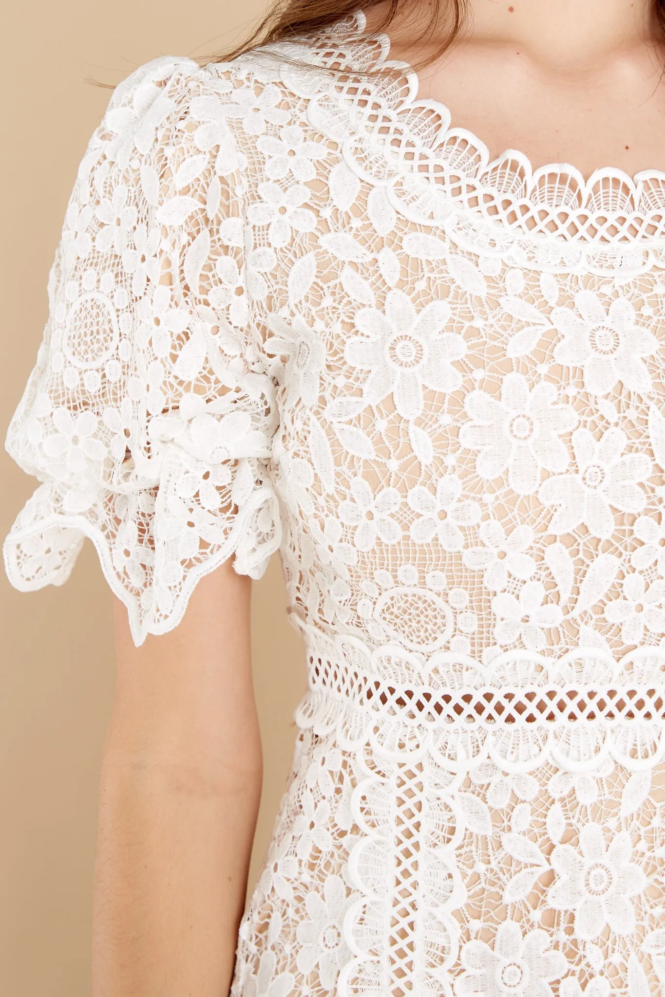 Forever In My Heart White Lace Midi Dress