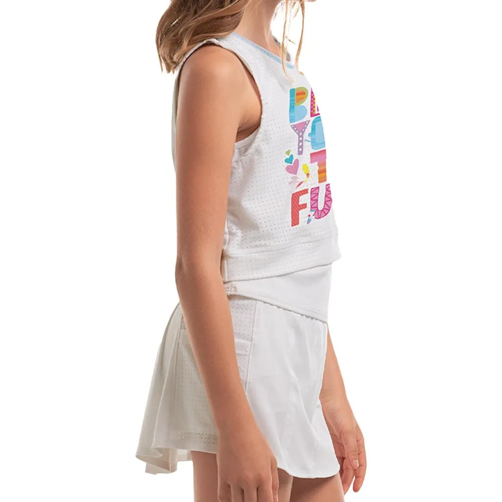 Girl's Beautiful Bloom Tennis Tank White