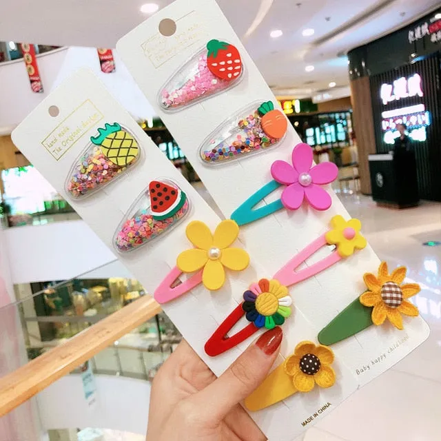 Girls Cute Cartoon Fruit Hairpins:  10 - 15 Piece Sets