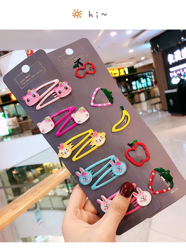 Girls Cute Cartoon Fruit Hairpins:  10 - 15 Piece Sets