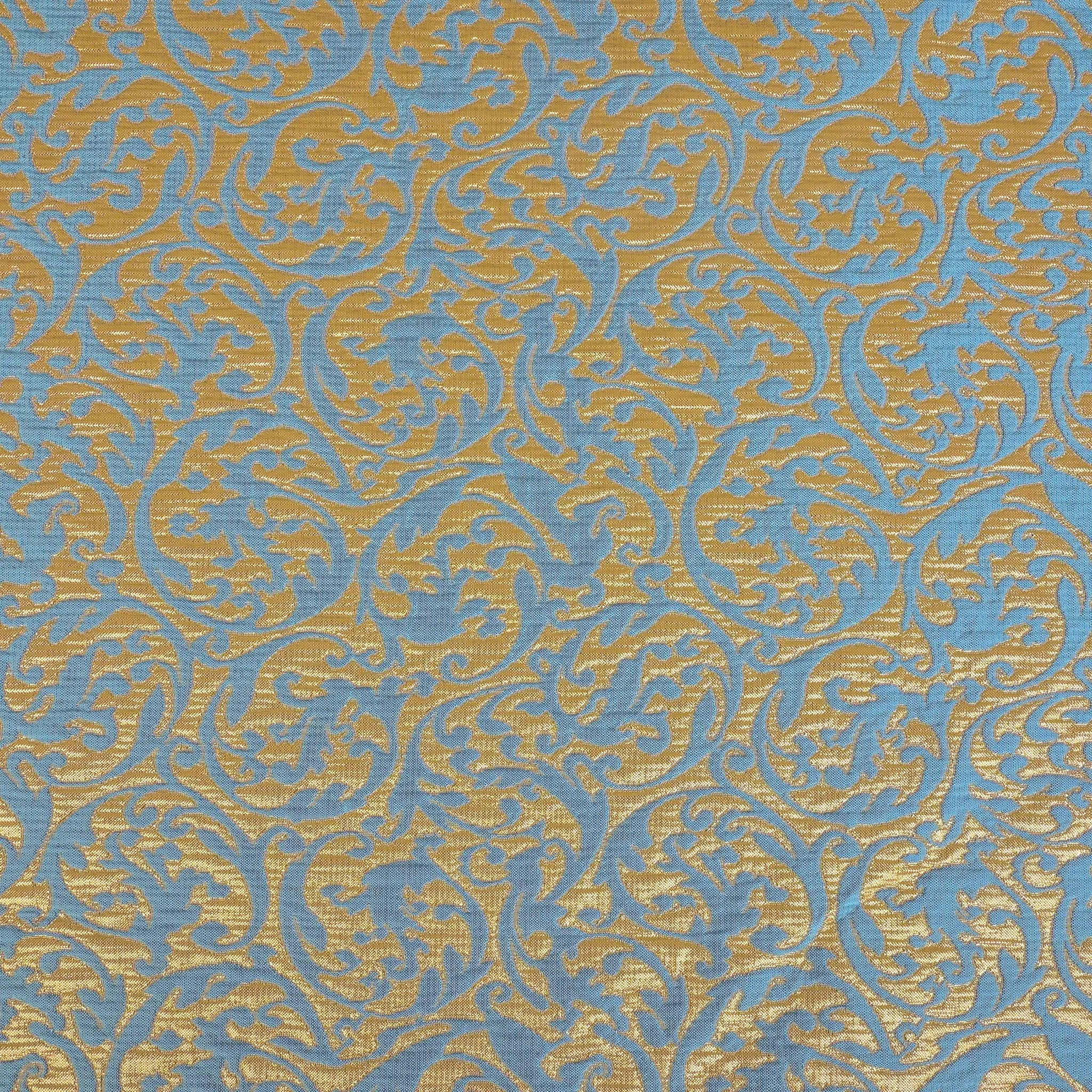 Gold and Blue Jacquard Fabric - 96892