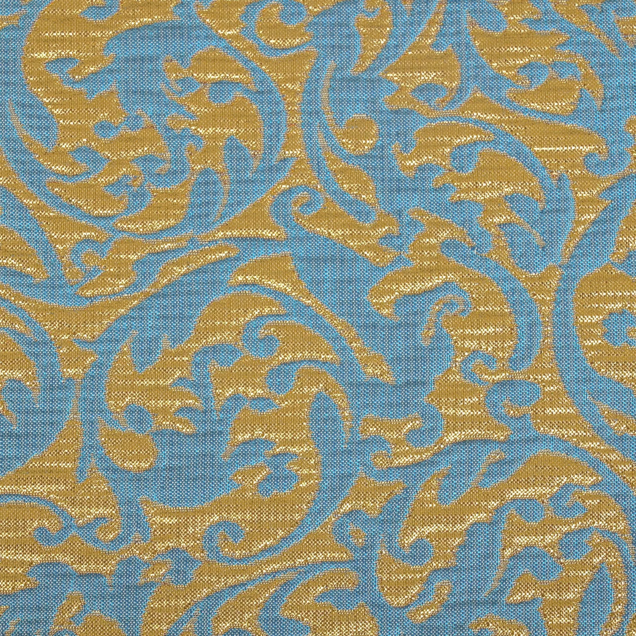 Gold and Blue Jacquard Fabric - 96892