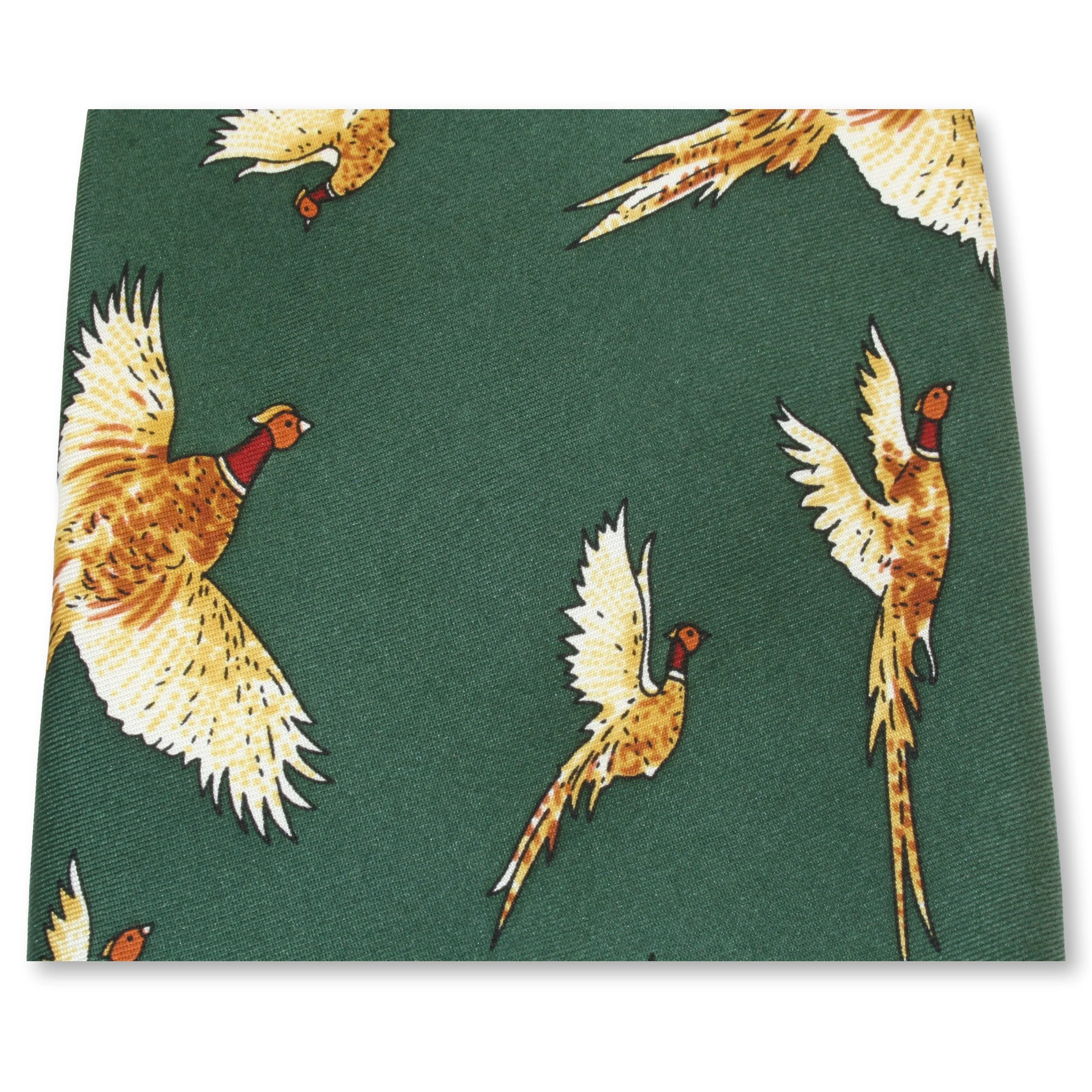 Green Silk Pheasant Tie Game Shooting Day