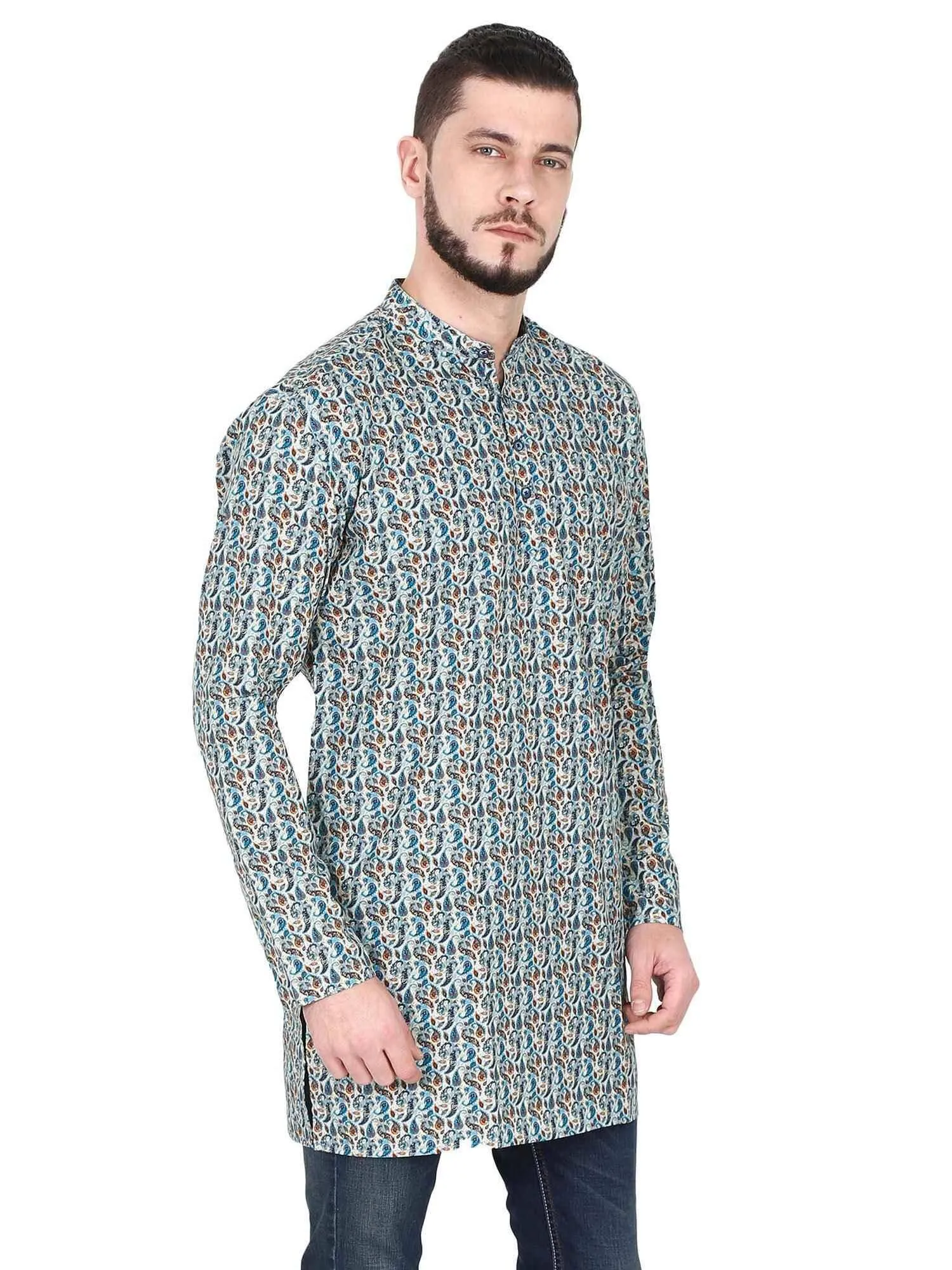 Guniaa MultiColoured Printed Giza Cotton Long Kurta