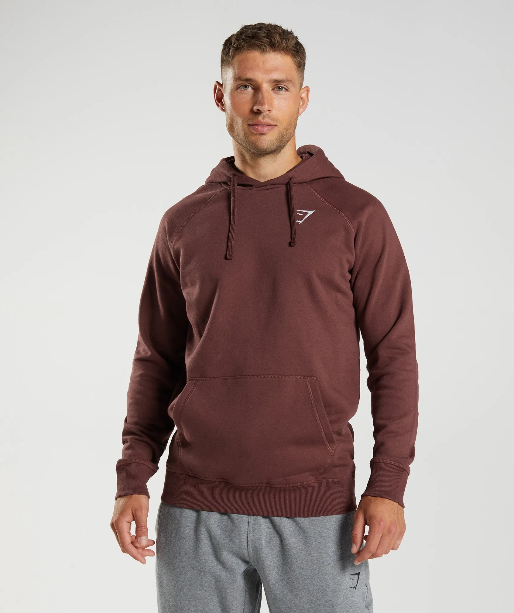 Cherry Brown Gymshark Crest Hoodie - Premium Quality For Fitness Enthusiasts