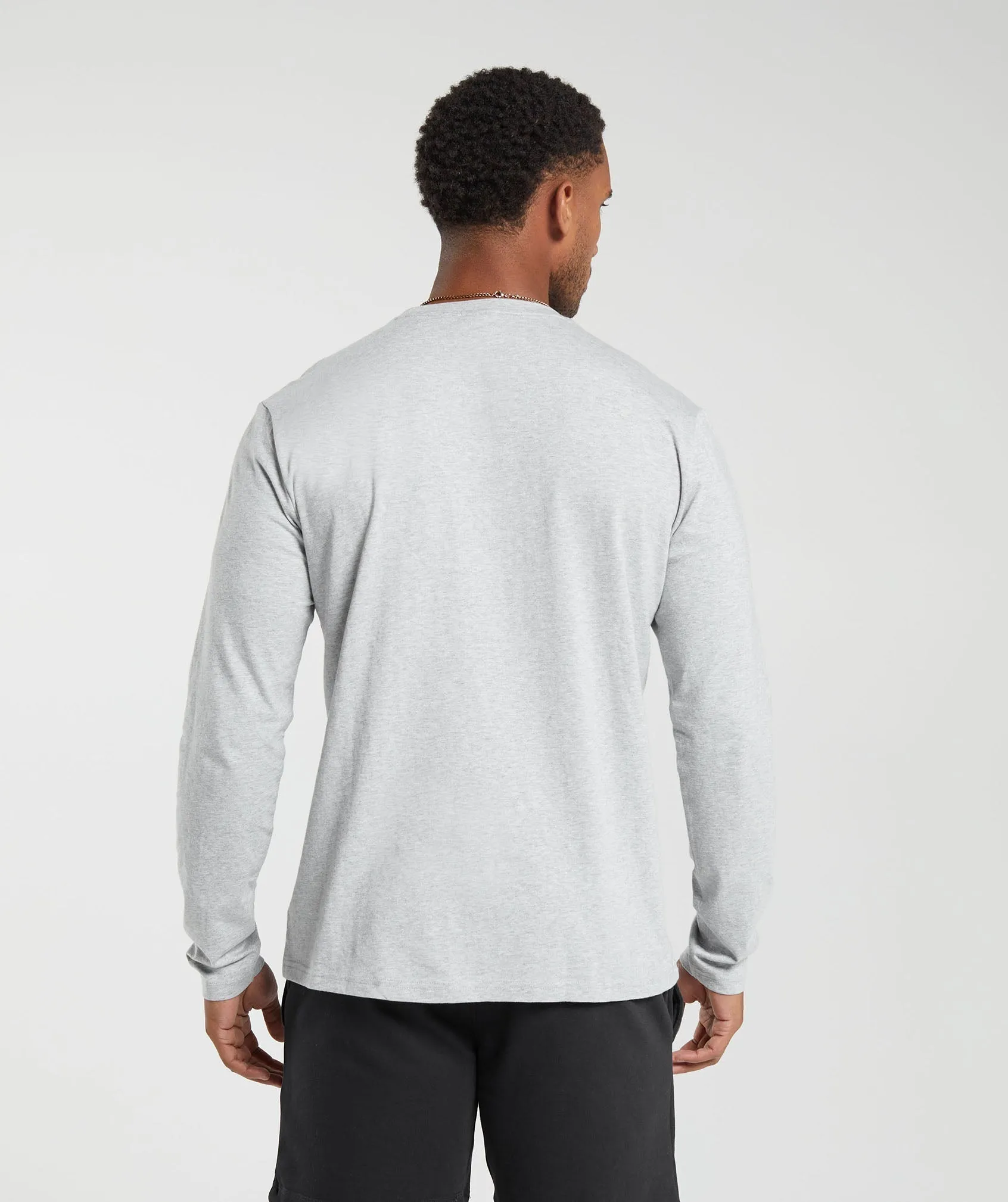 Gymshark Crest Long Sleeve T-Shirt - Light Grey Marl