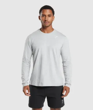 Gymshark Crest Long Sleeve T-Shirt - Light Grey Marl